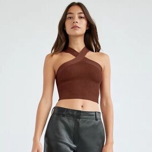 Babaton Sculpt Knit Criss Cross Cropped Tank